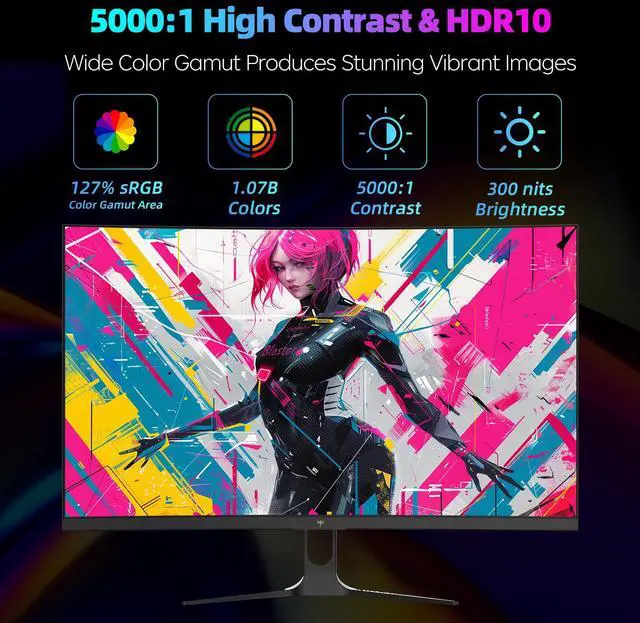 Alt view image 5 of 7 - KTC 27 Inch 1440p 200Hz Curved Gaming Monitor, WQHD 200Hz / HD 400Hz Dual Mode 1500R PC Monitor, Adaptive-Sync, 5000:1 Contrast, HDR, HDMI/DisplayPort, VESA Compatible, H27S5