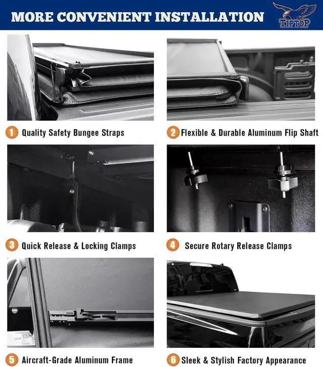 Alt view image 5 of 7 - Tiptop Soft Tri-Fold Tonneau Cover Truck Bed For 2015-2023 F150 5.5ft Bed (67.1") | TPX3 |