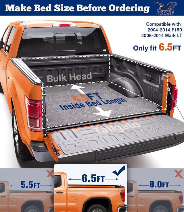 Alt view image 2 of 7 - TIPTOP Soft Roll-Up Tonneau Cover Truck Bed For 2004-2014 F150 & 2006-2014 Mark LT 6.5ft Bed (78.8") | TP1 |
