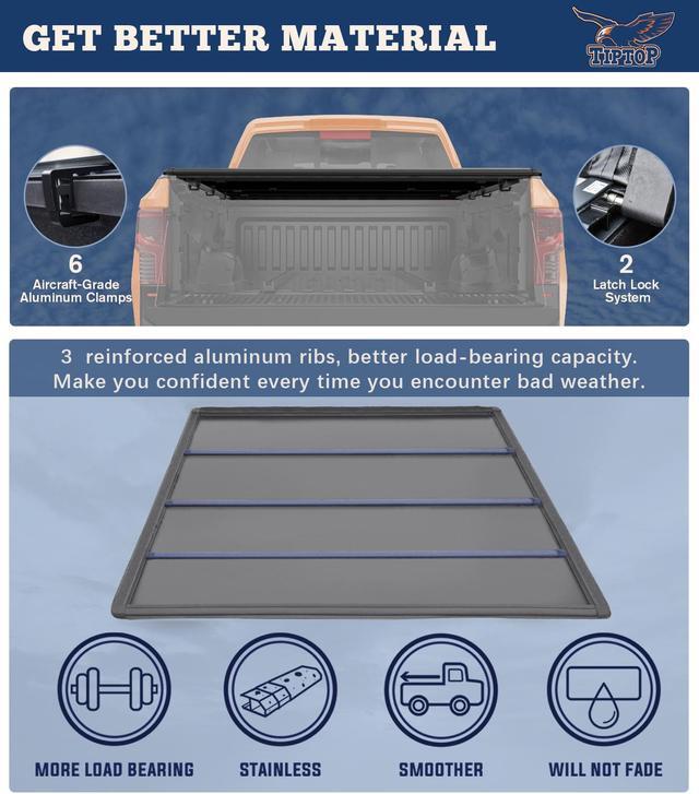 Alt view image 6 of 7 - TIPTOP Soft Roll-Up Tonneau Cover Truck Bed For 2004-2014 F150 & 2006-2014 Mark LT 6.5ft Bed (78.8") | TP1 |