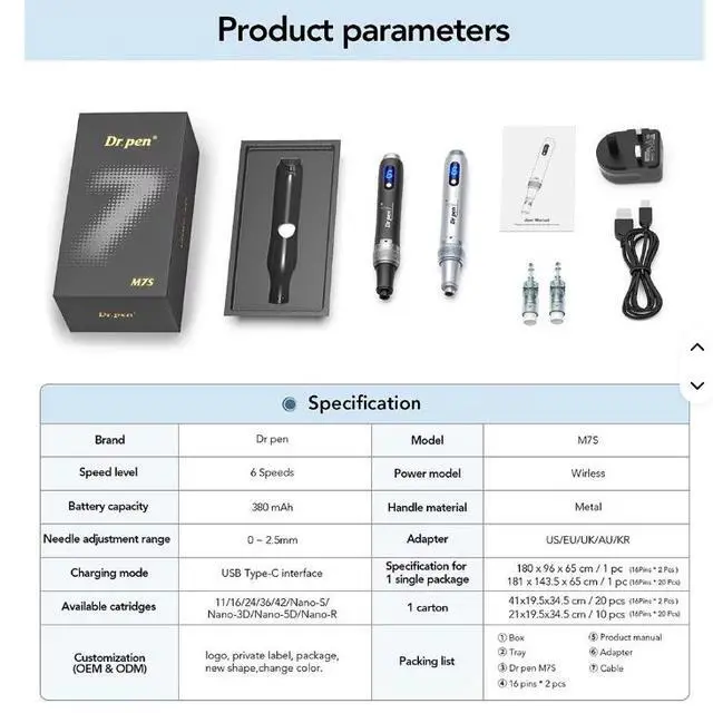 Alt view image 2 of 7 - Dr.pen M7S Microneedling Facial Skin Care Derma Pen Micro Needling Pen MTS Electric Massager Collagen Regeneration Anti-wrinkle Tools