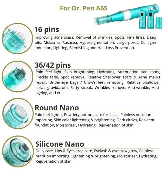 Alt view image 7 of 7 - Dr.Pen A6S Cartridges Micro Screw Needle Waved Cartridge Skin Pen Micro Needling 10pcs 5D Nano