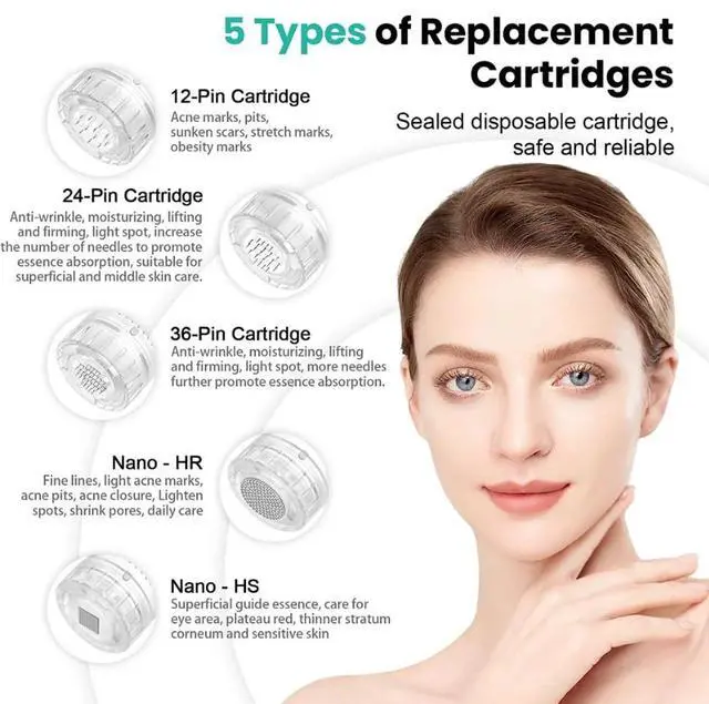 Alt view image 5 of 7 - Hydra Pen H3/H5 Cartridges Tips Replacement Heads Screw Needle Cartridge Skin Pen Micro Needling Cartridges 10pcs Sqaure Nano