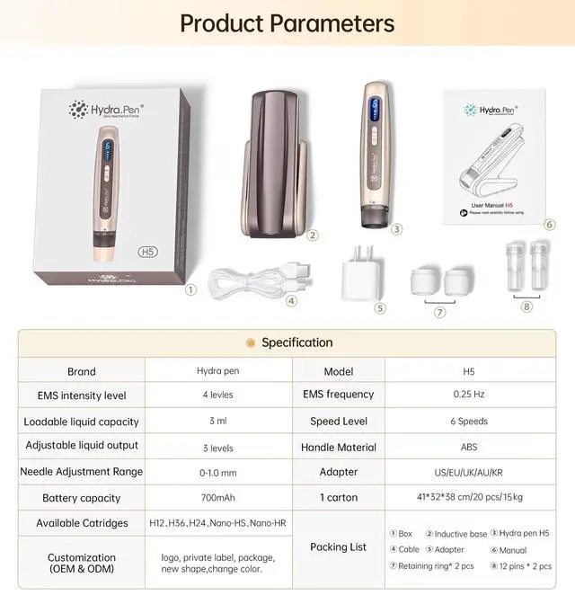 Alt view image 4 of 7 - Hydra Pen H5 EMS Infusion Carrier Serum Beauty Device with Double Functions of EMS and MTS Automatic Application