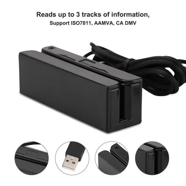 Alt view image 2 of 6 - Deftun MSR90 USB Swipe Magnetic Credit Card Reader 3 Tracks Mini Smart Card Reader MSR605 MSR606