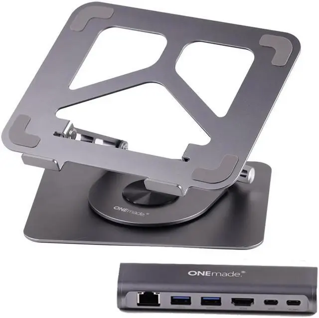 Main image of idart SOZ 6-in-1 Swivel Stand Hub with 100W PD, USB-C, 4K@60Hz HDMI, 5Gbps USB-A 3.0 x2, Ethernet(RJ45), for Laptop/Tablet/Book up to 17 Inches & 4.5kg, Detachable Docking Station/ Foldable Stand