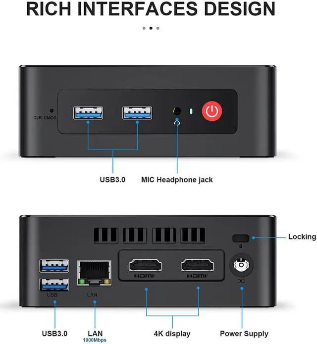Alt view image 6 of 7 - Beelink GK Mini Intel Celeron J4125 Windows 11 Pro Quad Core Mini PC DDR4 Mini Computer 4K Dual HDMI Dual WiFi BT4.0 1000 LAN 8GB / 256GB SSD