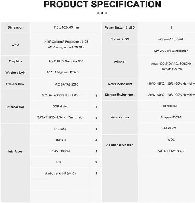 Alt view image 7 of 7 - Beelink GK Mini Intel Celeron J4125 Windows 11 Pro Quad Core Mini PC DDR4 Mini Computer 4K Dual HDMI Dual WiFi BT4.0 1000 LAN 8GB / 256GB SSD