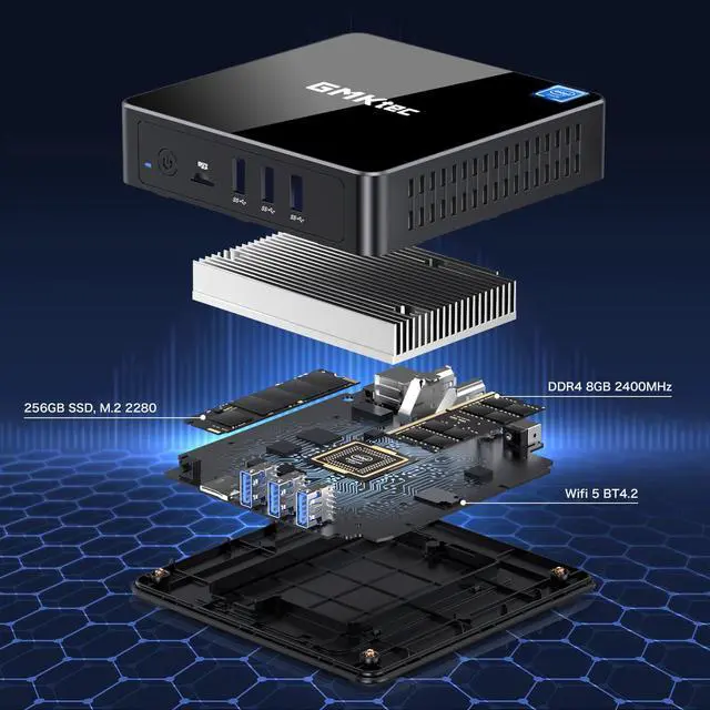 Alt view image 6 of 7 - GMKtec KB3 Mini PC Windows 11 Intel Celeron J4125 8GB RAM 256GB SSD Fanless Noiseless Mini Desktop Computer 4K HDMI Dual Display
