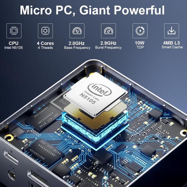 GMKtec KB5 Mini PC Windows 11 Pro Intel 11th Gen N5105 10nm 8GB RAM  128/256GB SSD Mini Desktop Computer Giga, BT4.2,Dual HDMI 4K 8GB / 256GB  SSD - Newegg.com