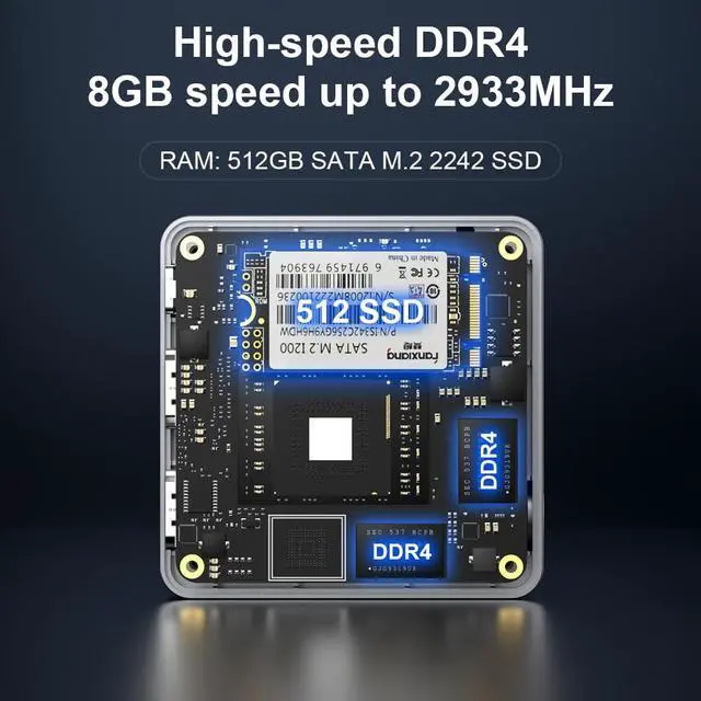 Alt view image 4 of 7 - GMKtec KB5 Mini PC Windows 11 Pro Intel 11th Gen N5105 10nm 8GB RAM 128/256GB SSD Mini Desktop Computer Giga, BT4.2,Dual HDMI 4K 8GB / 512GB SSD