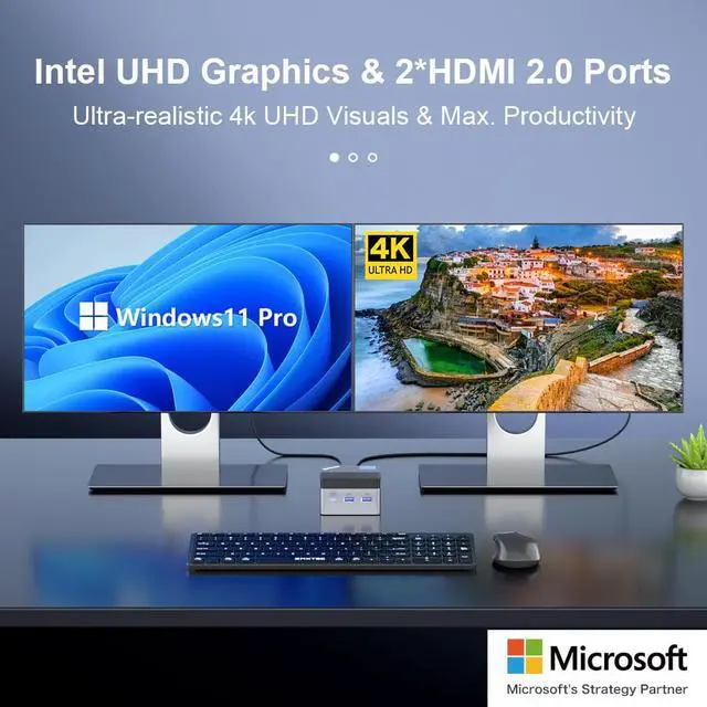 Alt view image 5 of 7 - GMKtec KB5 Mini PC Windows 11 Pro Intel 11th Gen N5105 10nm 8GB RAM 128/256GB SSD Mini Desktop Computer Giga, BT4.2,Dual HDMI 4K 8GB / 512GB SSD