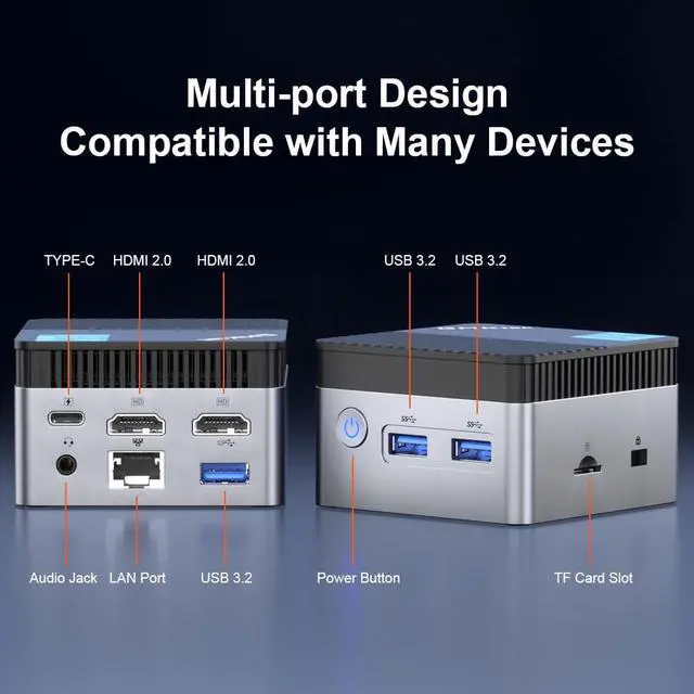 Alt view image 7 of 7 - GMKtec KB5 Mini PC Windows 11 Pro Intel 11th Gen N5105 10nm 8GB RAM 128/256GB SSD Mini Desktop Computer Giga, BT4.2,Dual HDMI 4K 8GB / 512GB SSD
