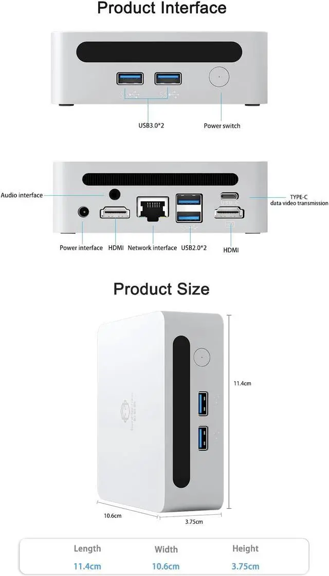 Alt view image 6 of 7 - Mini PC Ren5000 5700U AMD Ryzen7 5700U CPU Support Windows 10/11 DDR4 1900MHz AMD WiFi6 NUC Max 32GB RAM