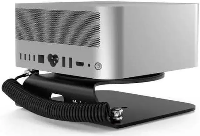 Alt view image 2 of 3 - Compulocks Mac Studio Security Stand with Dual Head Coiled Cable Keyed Lock Black