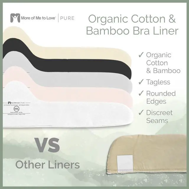 Alt view image 6 of 7 - More of Me to Love Organic Cotton and Bamboo Bra Liner 4-Pack Large (Pearl White, Blush Pink, Stone Gray, Fawn Beige)