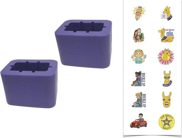 Alt view image 3 of 7 - Buckle Booster Seat Belt Receptacle Raiser, Long Neck Pullover Style, Purple, Free Sticker Pack Included