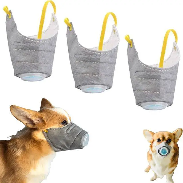 Main image of 3 Pcs Adjustable Gas Mask for Dogs - Reusable, Breathable Air Filter and Respirator Muzzle for Large and Small Dogs