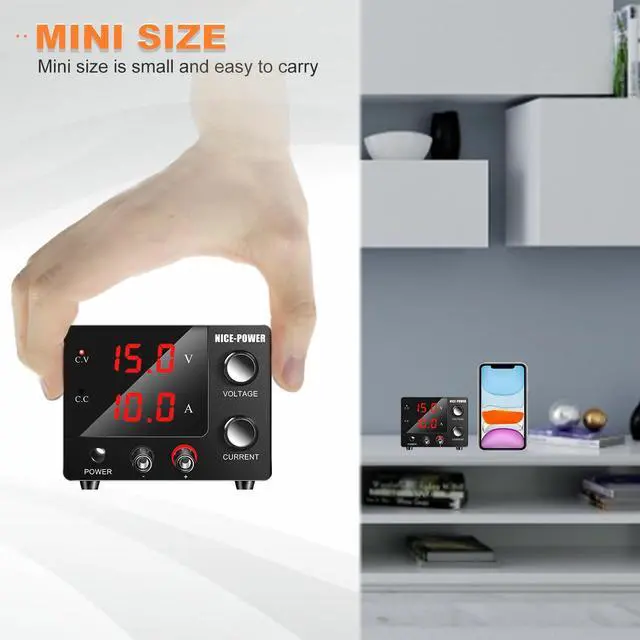 Alt view image 4 of 7 - NICE-POWER DC Power Supply Variable 0~30V 0~10A, 3-Digits LED Display Current and Voltage Adjustable 150W Fixed with Encoder DC Bench Power Supply 15V 10A/30V 5A,Electroplating DIY etc DC Power Supply