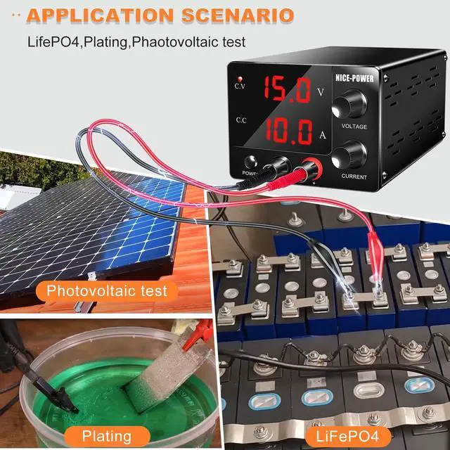 Alt view image 6 of 7 - NICE-POWER DC Power Supply Variable 0~30V 0~10A, 3-Digits LED Display Current and Voltage Adjustable 150W Fixed with Encoder DC Bench Power Supply 15V 10A/30V 5A,Electroplating DIY etc DC Power Supply