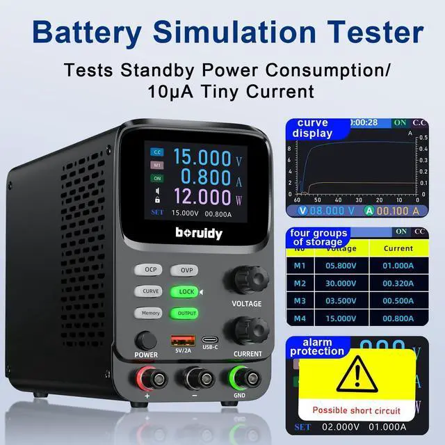 Alt view image 2 of 7 - NICE-POWER DC Power Supply Variable 30V 10A,5 Digit LCD Display Milliamp Current Display Hyperbolic Encoder Bench Power Supply with OCP/OVP Storage Function Power Supplies Suitable for Maintenance.