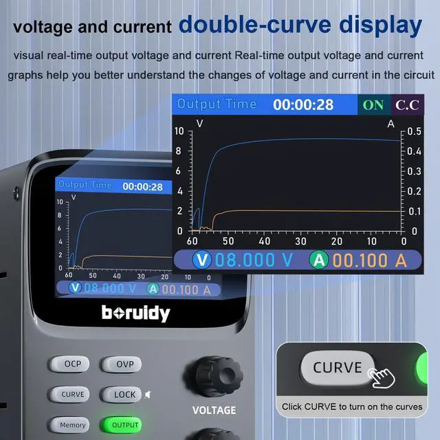 Alt view image 6 of 7 - NICE-POWER DC Power Supply Variable 30V 10A,5 Digit LCD Display Milliamp Current Display Hyperbolic Encoder Bench Power Supply with OCP/OVP Storage Function Power Supplies Suitable for Maintenance.