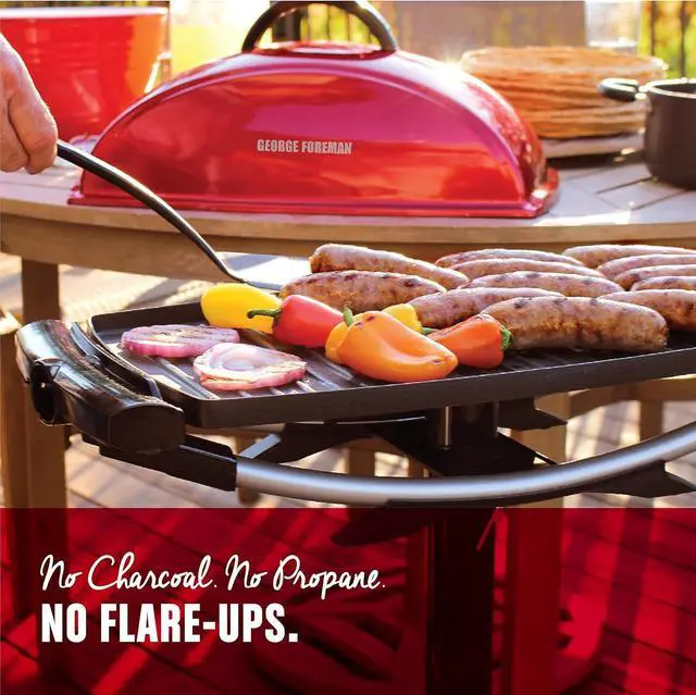 Alt view image 5 of 7 - George Foreman Indoor Outdoor Electric Grill, Non-Stick Grill Griddle Plate, Healthy Grilling Drip Tray Reduces Fat, Portable Barbeque