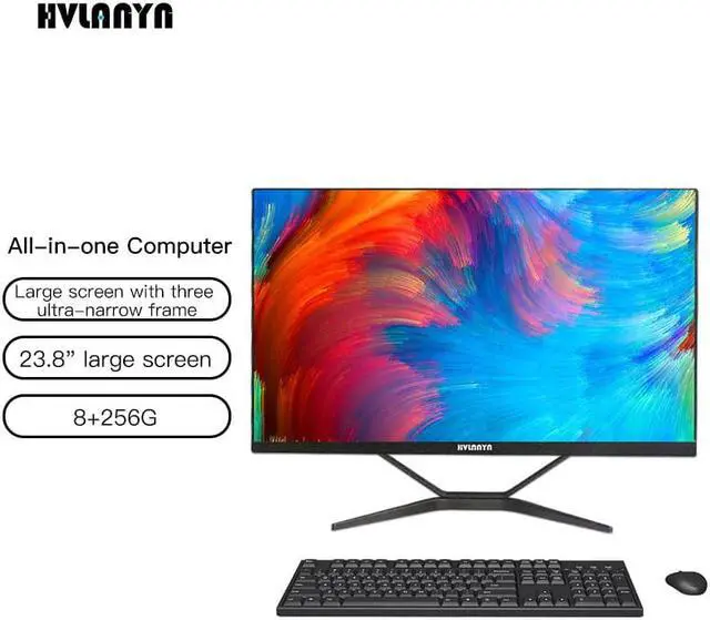 Alt view image 2 of 6 - HVLANYN All In One Computer PC Desktop Set 23.8 inch Intel Core I5-12400 6-Core and 12-Thread 2.5GHz Brand New With SSD 256G