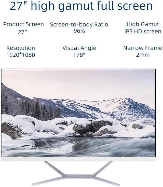 Alt view image 3 of 5 - HVLANYN All In One Computer Desktop Intel Core I7-10700F eight core 16- thread  2.9GHz With SSD 512G 27inch, IPS screen