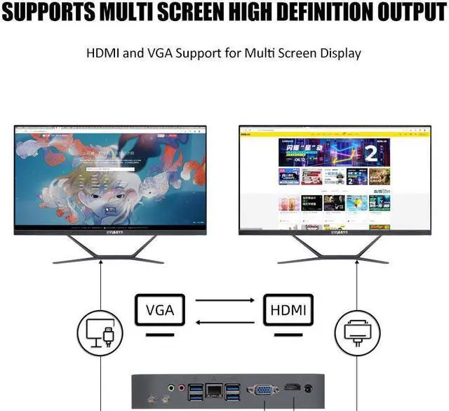 Alt view image 5 of 7 - HVLANYN Mini PC A103B,Windows 10 Home, 8GB RAM+ 256GB SSD Quad-Core and Four-Thread Mini Desktop Computers Micro Computer Tower, Wi-Fi 5G, BT 4.0 USB 2.0 for Business Home Office Intel Celeron N5095