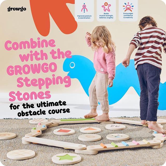 GROWGO Montessori Toddler Balance Beam with Stepping Stones for