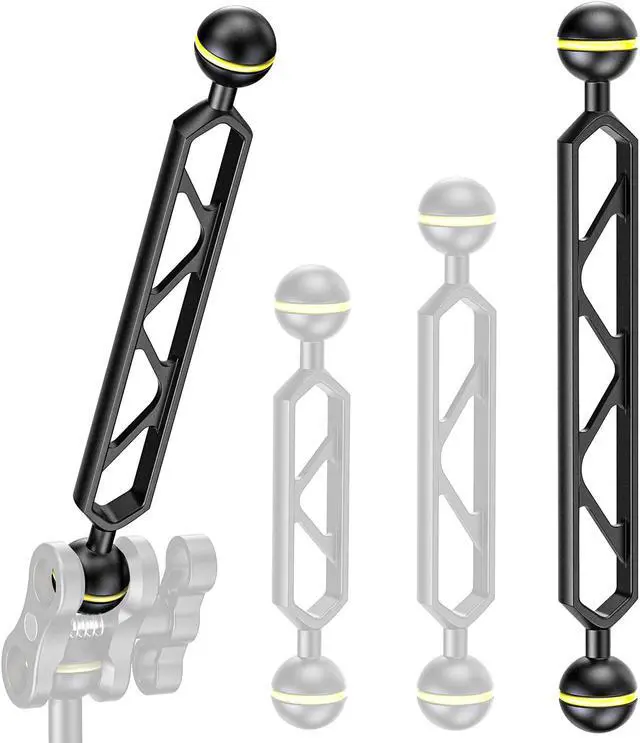 Alt view image 3 of 6 - Seafrogs 9" Double Ball Aluminum Alloy Extension Arm, 1" Ball Head Connector Underwater Arm for Strobe/Video Light/Diving Camera Tray, Integrated Without Glue, Waterproof, and Rustproof