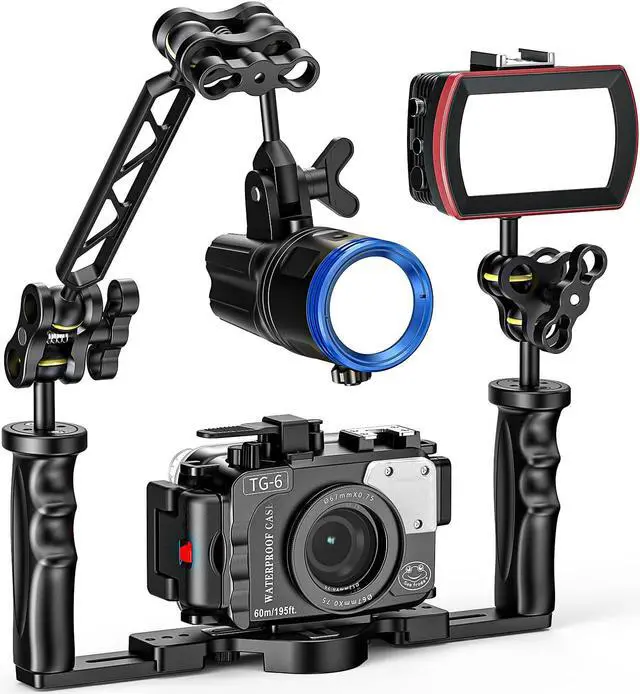 Alt view image 4 of 6 - Seafrogs 9" Double Ball Aluminum Alloy Extension Arm, 1" Ball Head Connector Underwater Arm for Strobe/Video Light/Diving Camera Tray, Integrated Without Glue, Waterproof, and Rustproof