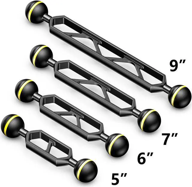 Alt view image 6 of 6 - Seafrogs 9" Double Ball Aluminum Alloy Extension Arm, 1" Ball Head Connector Underwater Arm for Strobe/Video Light/Diving Camera Tray, Integrated Without Glue, Waterproof, and Rustproof