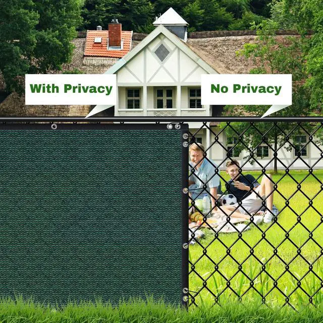 Alt view image 3 of 7 - HOPDAY Fence Privacy Screen, 5'x50' Outdoor Balcony Shade Cloth with 90% Shade Rating, 170 GSM Polyethylene Fabric Green, 80PCS Zip Ties Included