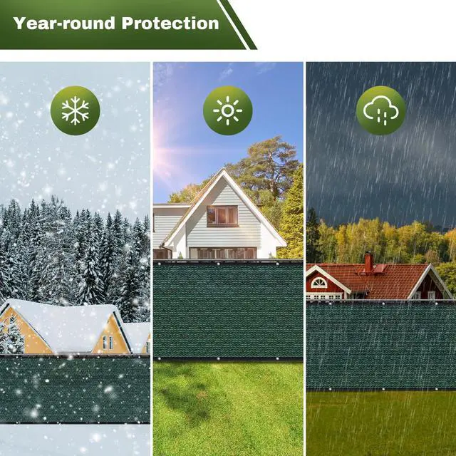 Alt view image 7 of 7 - HOPDAY Fence Privacy Screen, 5'x50' Outdoor Balcony Shade Cloth with 90% Shade Rating, 170 GSM Polyethylene Fabric Green, 80PCS Zip Ties Included