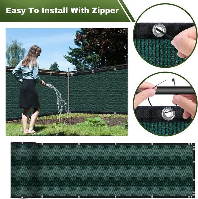 Alt view image 7 of 7 - HOPDAY Fence Privacy Screen, 4'x50' Outdoor Balcony Shade Cloth with 90% Shade Rating, 170 GSM Polyethylene Fabric Green, 80PCS Zip Ties Included