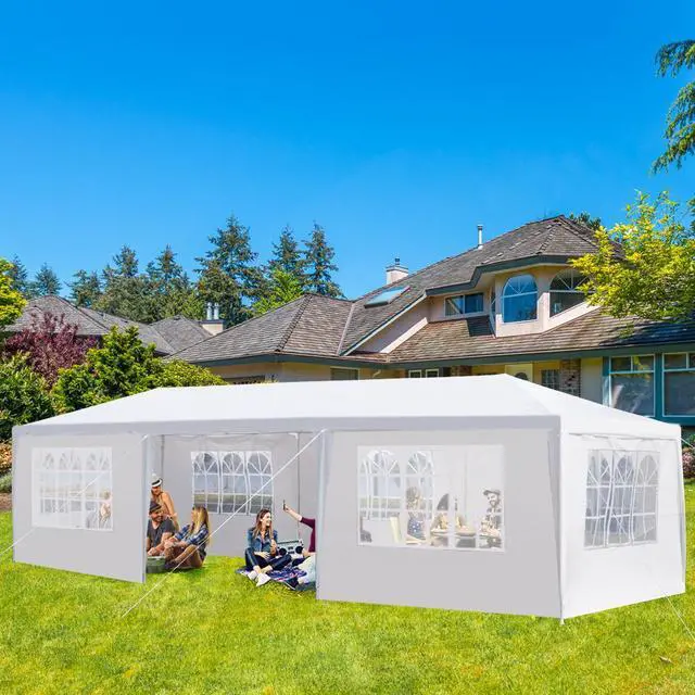 Alt view image 2 of 7 - HOPDAY 3x9m Outdoor Party Tent - 7-Sided Spiral Iron Frame,PE Canopy for Weddings & Events