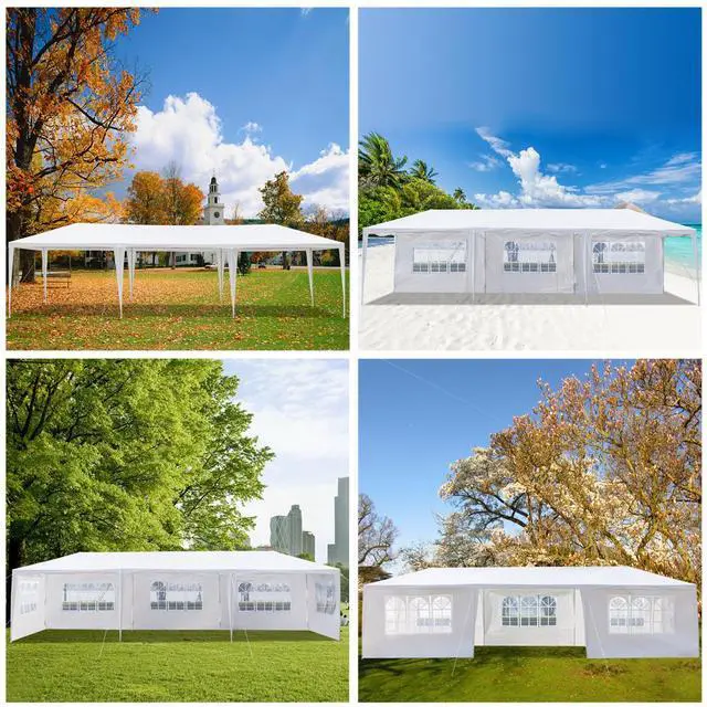 Alt view image 5 of 7 - HOPDAY 3x9m Outdoor Party Tent - 7-Sided Spiral Iron Frame,PE Canopy for Weddings & Events