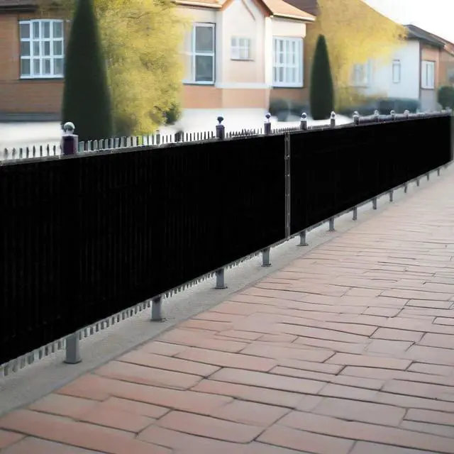 Alt view image 2 of 6 - HOPDAY Fence Privacy Screen, 6'x50' Outdoor Balcony Shade Cloth with 90% Shade Rating, 170 GSM Polyethylene Fabric Green, 80PCS Zip Ties Included Black