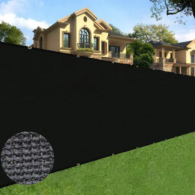 Alt view image 3 of 6 - HOPDAY Fence Privacy Screen, 6'x50' Outdoor Balcony Shade Cloth with 90% Shade Rating, 170 GSM Polyethylene Fabric Green, 80PCS Zip Ties Included Black