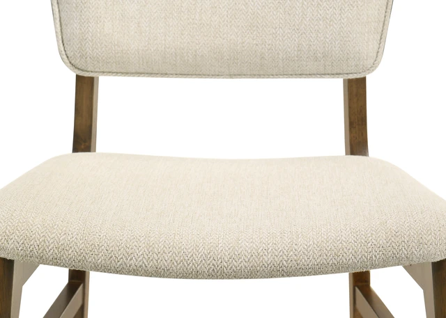 Alt view image 5 of 7 - DUOSI 2pc Mid-century Modern Upholstered Chairs Brown Finish Beige Fabric Upholstery Wooden Dining Room Furniture