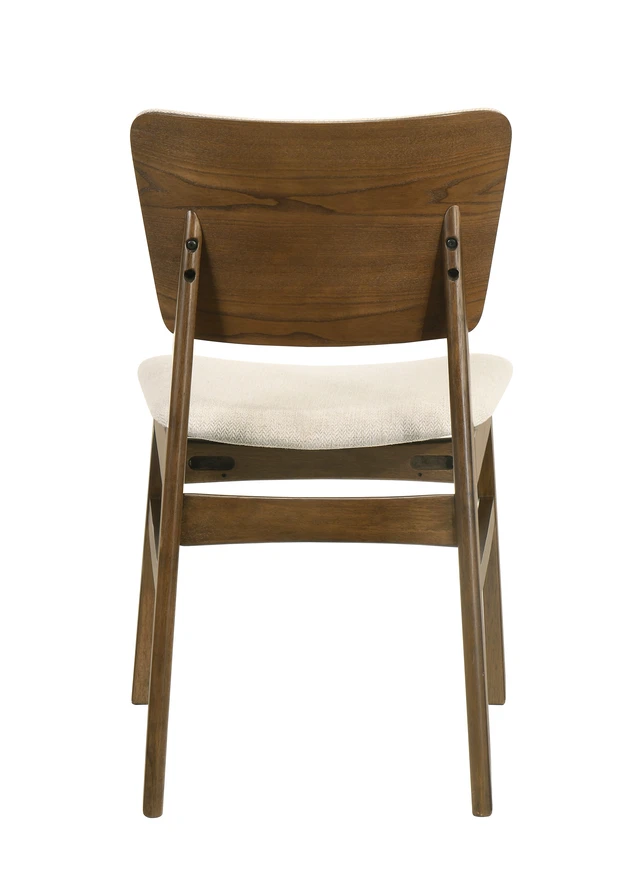 Alt view image 4 of 7 - DUOSI 2pc Mid-century Modern Upholstered Chairs Brown Finish Beige Fabric Upholstery Wooden Dining Room Furniture