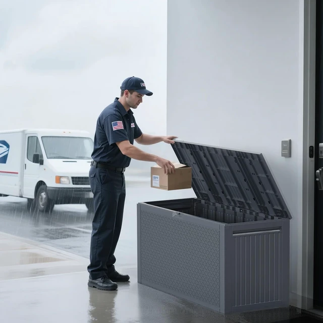 Alt view image 3 of 7 - DUOSI 90gal Outdoor Garden Plastic Storage Deck Box Chest Tools Cushions Toys Lockable Seat