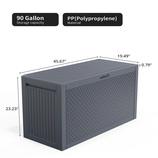 Alt view image 4 of 7 - DUOSI 90gal Outdoor Garden Plastic Storage Deck Box Chest Tools Cushions Toys Lockable Seat