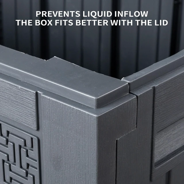 Alt view image 7 of 7 - DUOSI 90gal Outdoor Garden Plastic Storage Deck Box Chest Tools Cushions Toys Lockable Seat