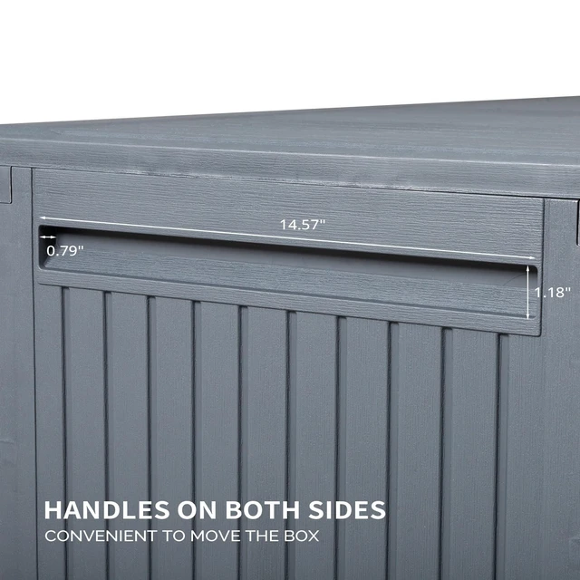 Alt view image 6 of 7 - DUOSI 90gal Outdoor Garden Plastic Storage Deck Box Chest Tools Cushions Toys Lockable Seat