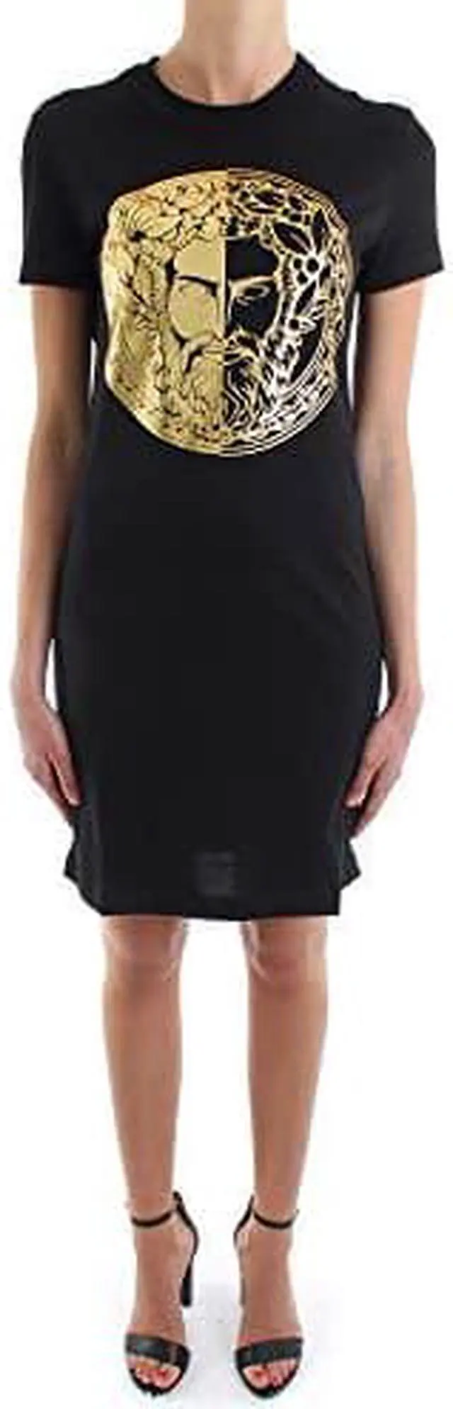 Versace Jeans Couture Women's Black Gold Logo Short Sleeve T-Shirt Dress -  Newegg.com