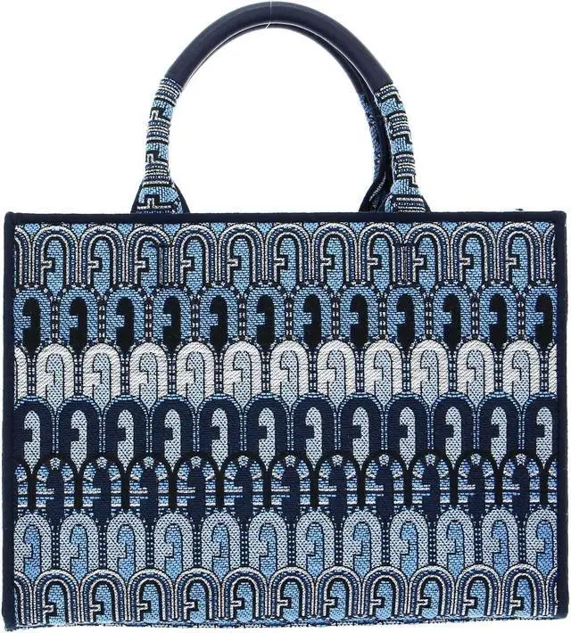Alt view image 2 of 2 - Furla Furla Opportunity S Shopping Bag In Blue Logoed Fabric Blue