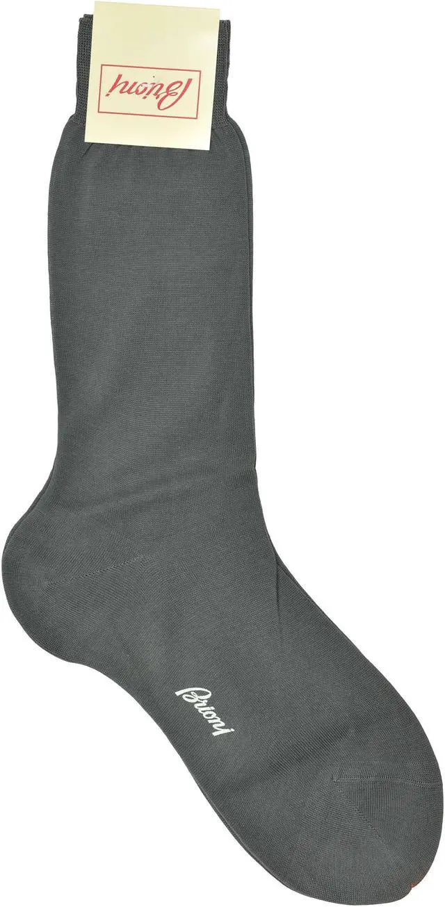 Main image of Brioni Men's 100% Cotton Slate Gray Socks (11)
